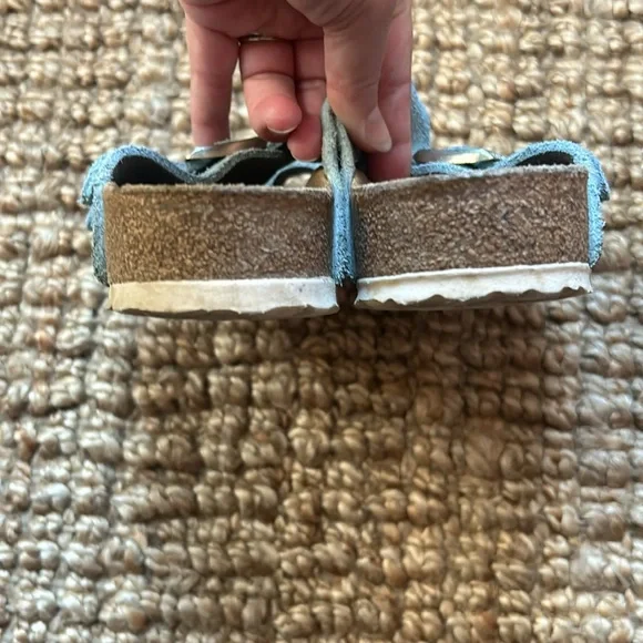 Birkenstock soft footbed 37 regular light blue suede Arizona sandals - Picture 3 of 8